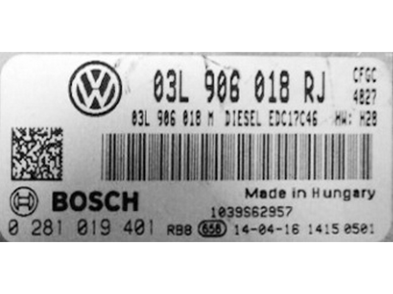 ECU Seat Alhambra 2.0TDI 03L906018RJ 0281019401 EDC17C46 CFGC{