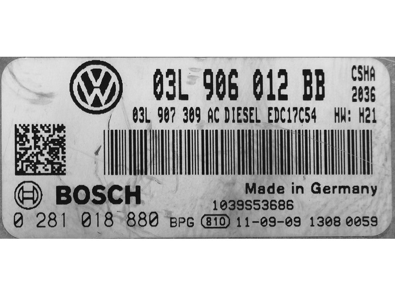 ECU VW Amarok 2.0TDI 03L906012BB 0281018880 EDC17C54 CSHA H21{