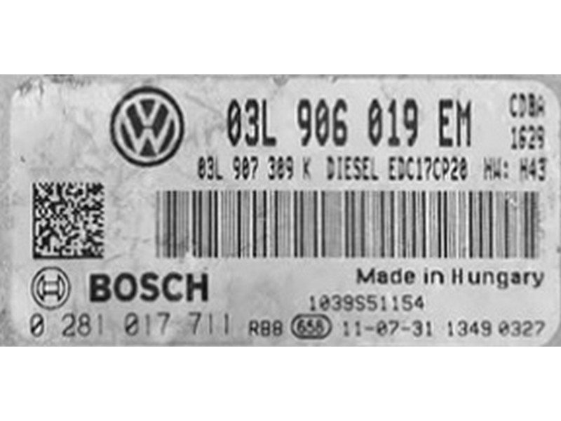 ECU VW Amarok 2.0TDI 03L906019EM 0281017711 EDC17CP20 CDBA H43