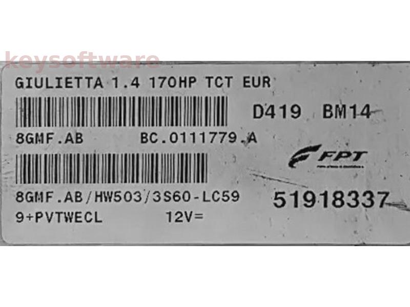 ECU Alfa Romeo Giulietta 1.4 51918337 8GMF.AB