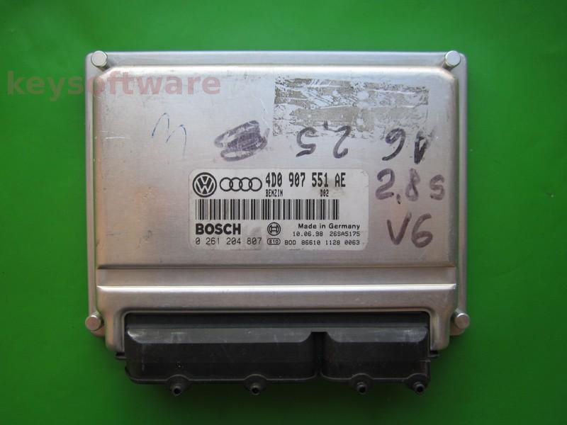 ECU Audi A4 2.8 4D0907551AE 0261204807 M3.8.2 AQD