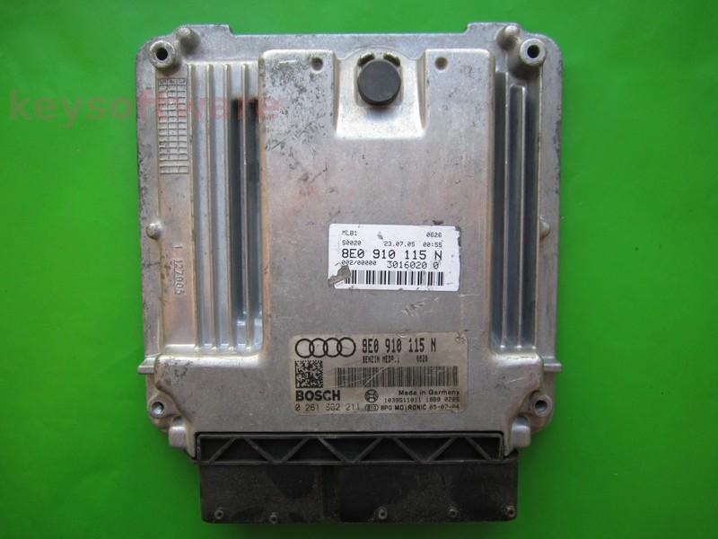 ECU Audi A4 2.0 8E0910115N 0261S02211 MED9.1 BUL