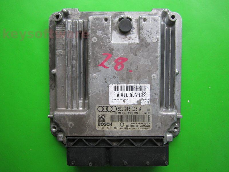 ECU Audi A4 2.0 8E1910115A 0261S02463 MED9.1 BWE H15