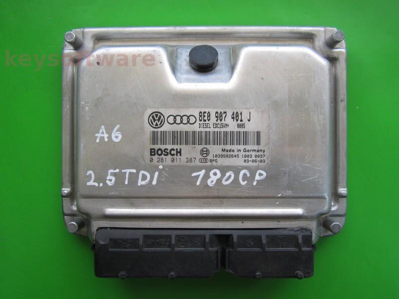 ECU Audi A6 2.5TDI 8E0907401J 0281011387 EDC15VM+ BAU