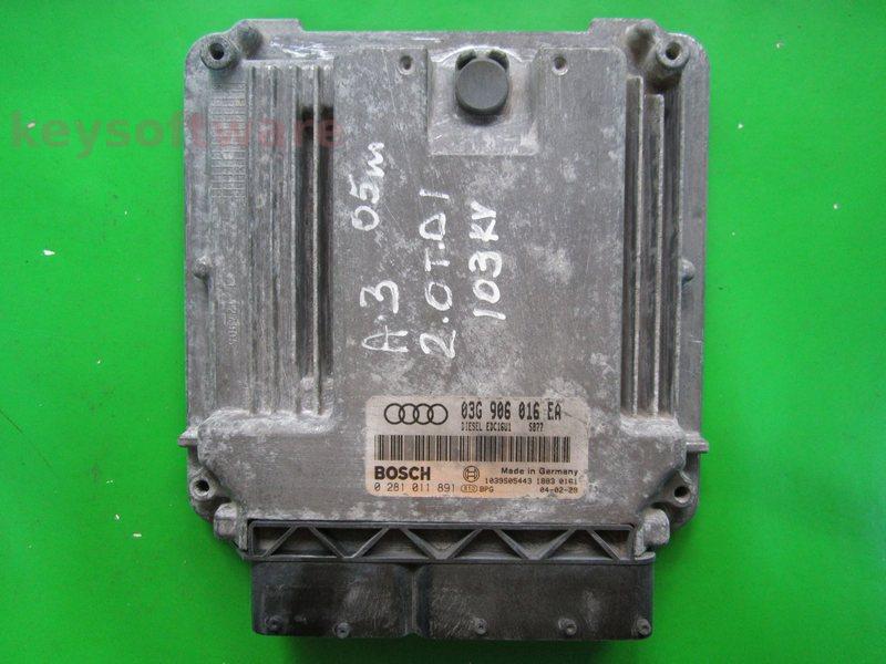 ECU Audi A3 2.0TDI 03G906016EA 0281011891 EDC16U1 AZV {