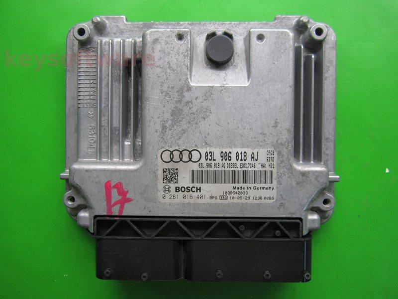 ECU Audi A3 2.0TDI 03L906018AJ 0281016401 EDC17C46 CFGB H21+