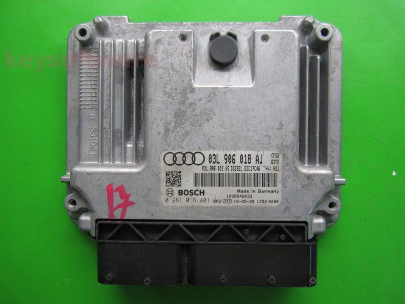 ECU Audi A3 2.0TDI 03L906018AJ 0281016401 EDC17C46 CFGB H21