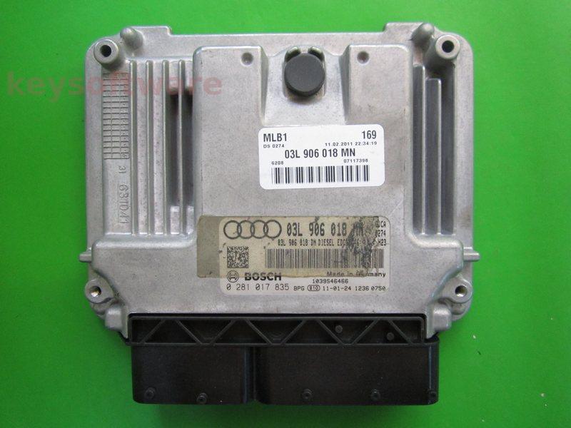 ECU Audi Q5 2.0TDI 03L906018MN 0281017835 EDC17C46 CJCA H23