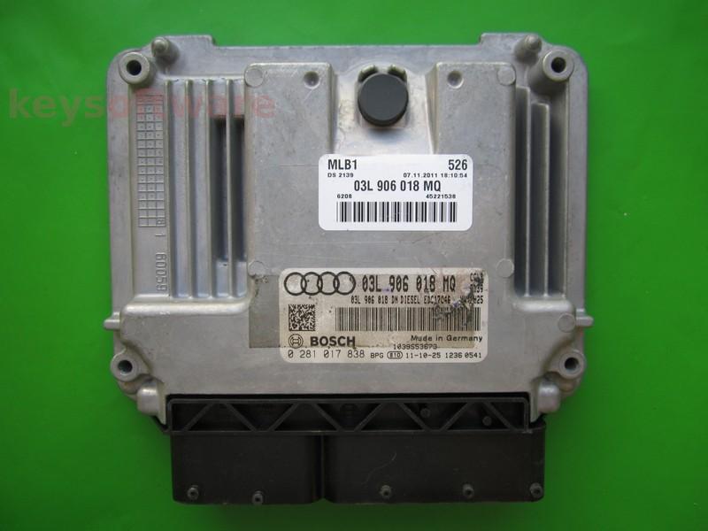 ECU Audi Q5 2.0TDI 03L906018MQ 0281017838 EDC17C46 CGLB H25 }