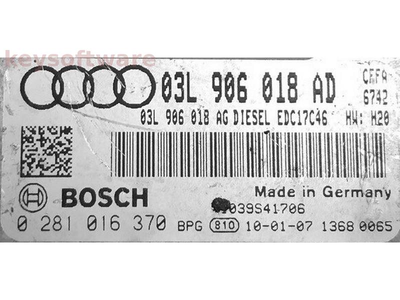 ECU Audi A3 2.0TDI 03L906018AD 0281016370 EDC17C46 CFFA{