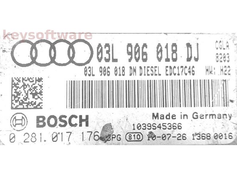 ECU Audi Q5 2.0TDI 03L906018DJ 0281017176 EDC17C46 CGLA H22{