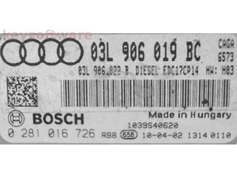 ECU Audi A4 2.0TDI 03L906019BC 0281016726 EDC17CP14 CAGA H03 {