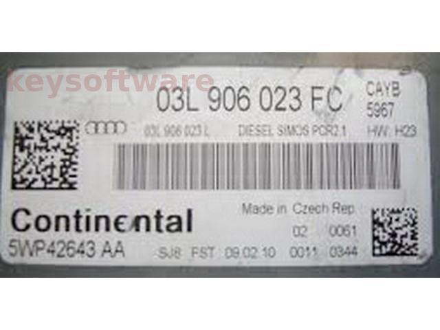 ECU Audi A3 1.6TDI 03L906023FC 5WP42643 SIMOS PCR2.1 CAYB {