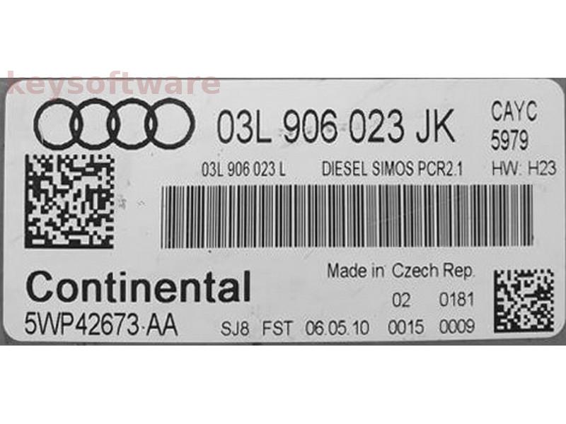 ECU Audi A3 1.6TDI 03L906023JK 5WP42673 SIMOS PCR2.1 H23 {