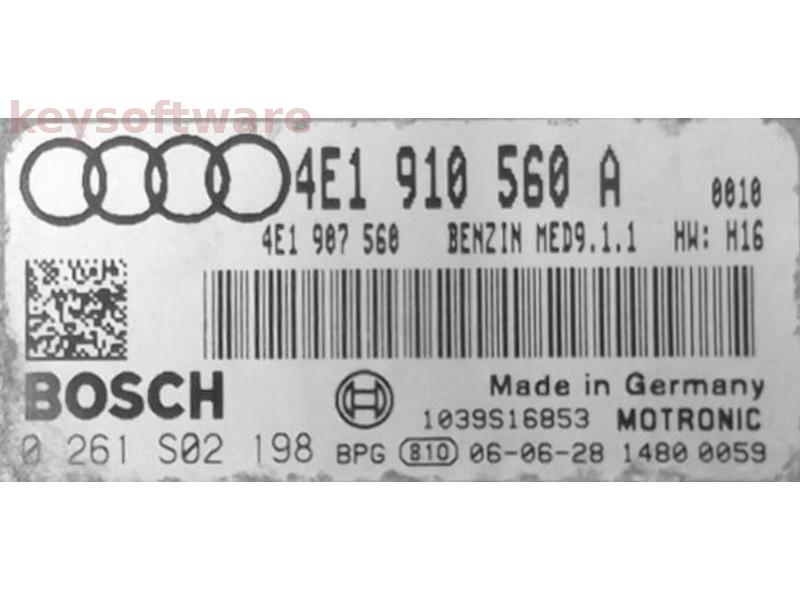 ECU Audi A8 4.2 4E1910560A 0261S02198 MED9.1.1 BVJ H16