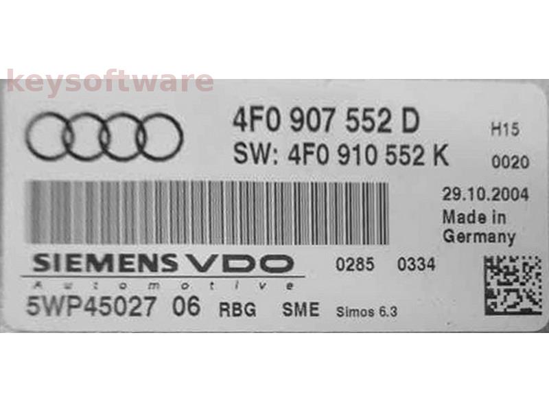ECU Audi A6 2.4 4F0907552D 5WP45027 SIMOS 6.3 H15 {
