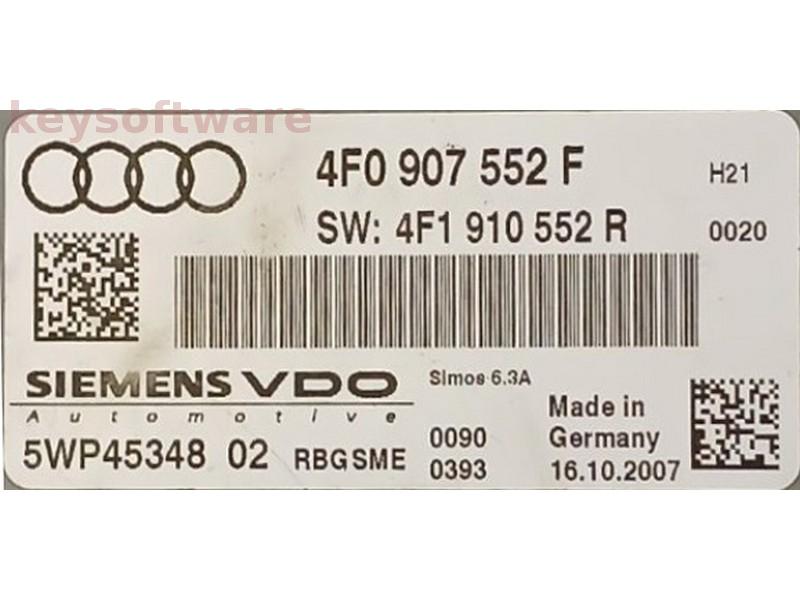 ECU Audi A6 2.4 4F0907552F 5WP45348 SIMOS 6.3A H21 {