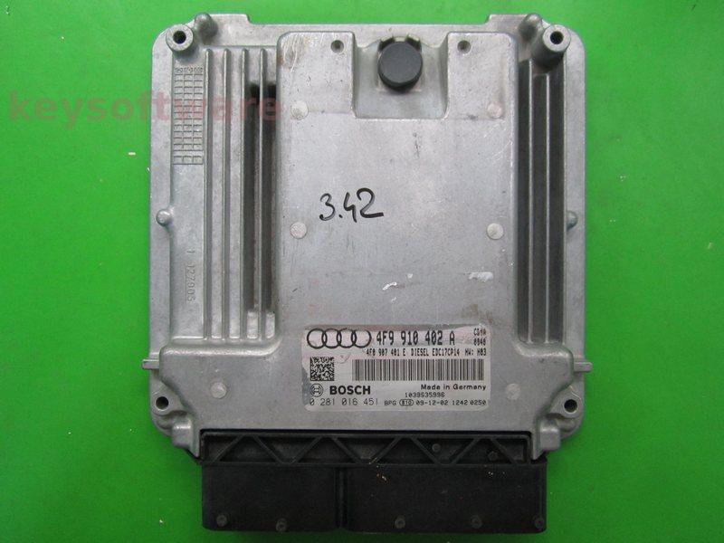 ECU Audi A6 3.0TDI 4F9910402A 0281016451 EDC17CP14 CDYA H03