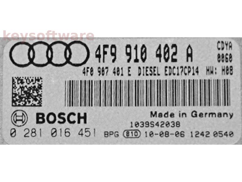 ECU Audi A6 3.0TDI 4F9910402A 0281016451 EDC17CP14 CDYA H08 {