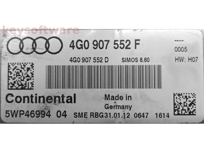 ECU Audi A7 2.8 4G0907552f 5WP46994 SIMOS 8.60 H07 {