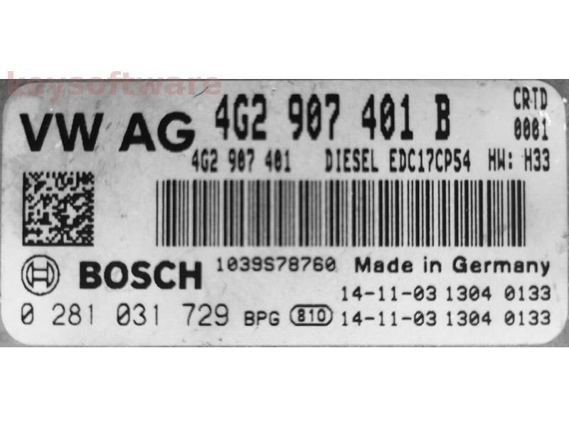 ECU Audi A7 3.0TDI 4G2907401B 0281031729 EDC17CP54 CRTD H33