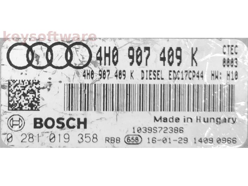 ECU Audi A8 4.2TDI 4H0907409K 0281019358 EDC17CP44 CTEC H10 {