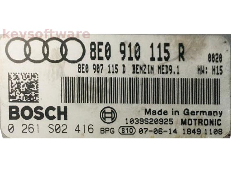 ECU Audi A4 2.0 8E0910115R 0261S02416 MED9.1 BYK H15{