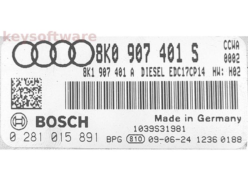 ECU Audi A4 3.0TDI 8K0907401S 0281015891 EDC17CP14 CCWA
