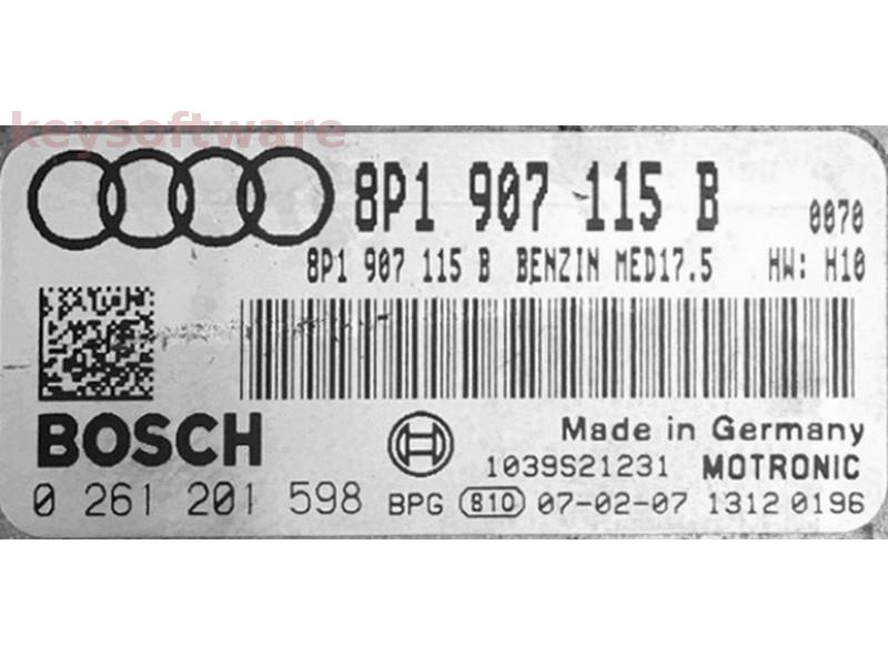 ECU Audi A3 1.8 8P1907115B 0261201598 MED17.5 H10 {