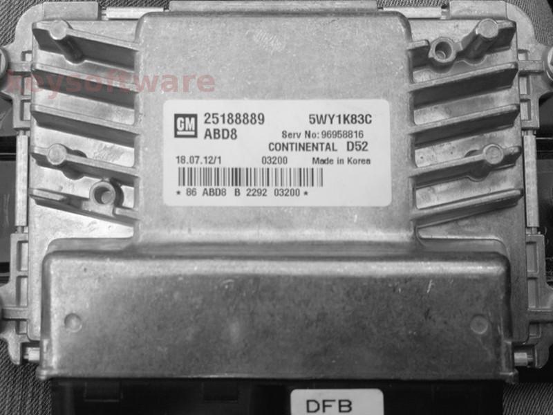 ECU Chevrolet Spark 1.2 25188889 5WY1K83C CONTINENTAL D52 {