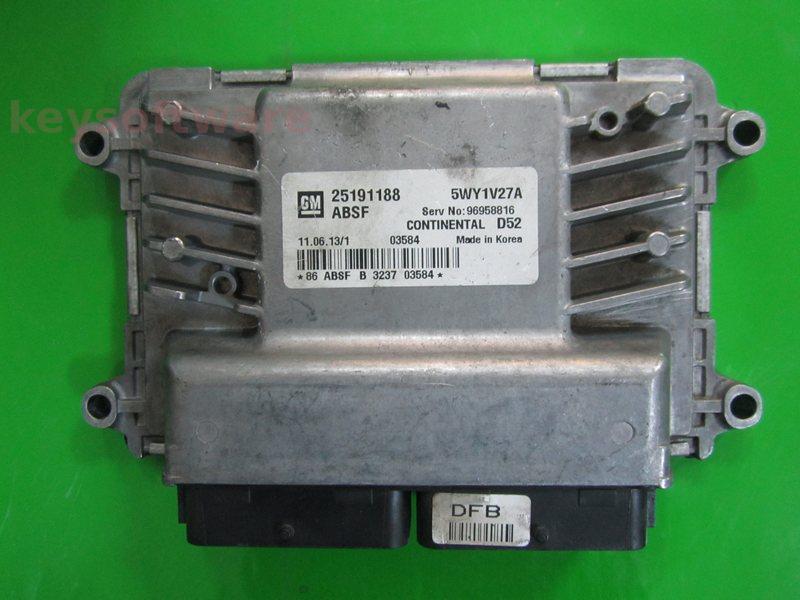 ECU Chevrolet Spark 1.2 25191188 5WY1N27A CONTINENTAL D52 {