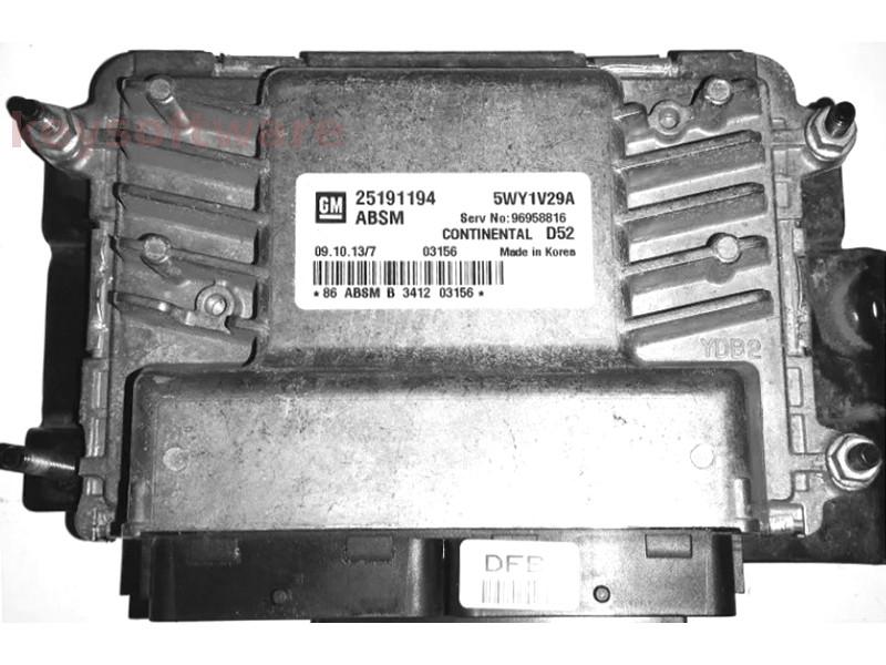ECU Chevrolet Spark 1.0 25191194 5WY1V29A CONTINENTAL D52 {