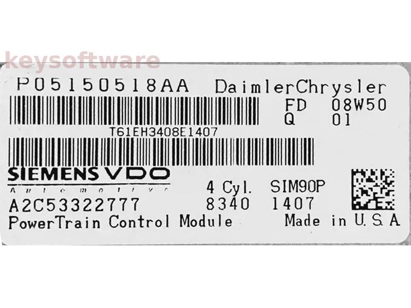 ECU Chrysler Sebring 2.4 P05150518AA A2C53322777  SIM90P {