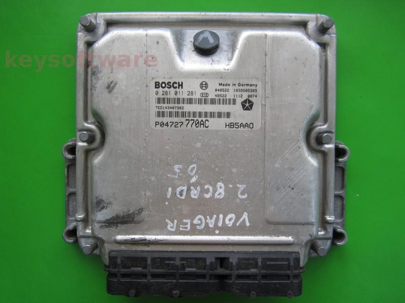 ECU Chrysler Voyager 2.8CRD P04727770AC 0281011281 EDC15C5