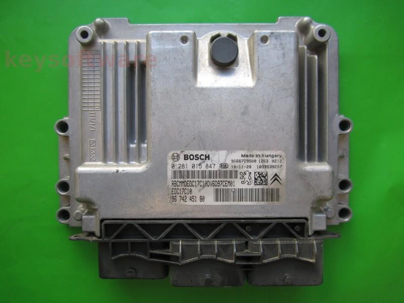 ECU Citroen C3 1.6HDI 9674245180 0281015847 EDC17C10 }