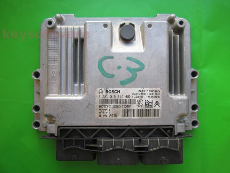 ECU Citroen C3 1.4HDI 9674254080 0281015849 EDC17C10