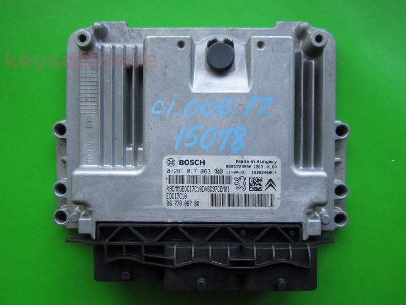 ECU Citroen Berlingo 1.6HDI 9677006780 0281017863 EDC17C10