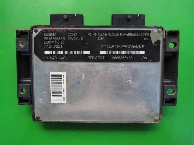 ECU Citroen Berlingo 1.9D 9650360480 9650359580 80964C DCN2