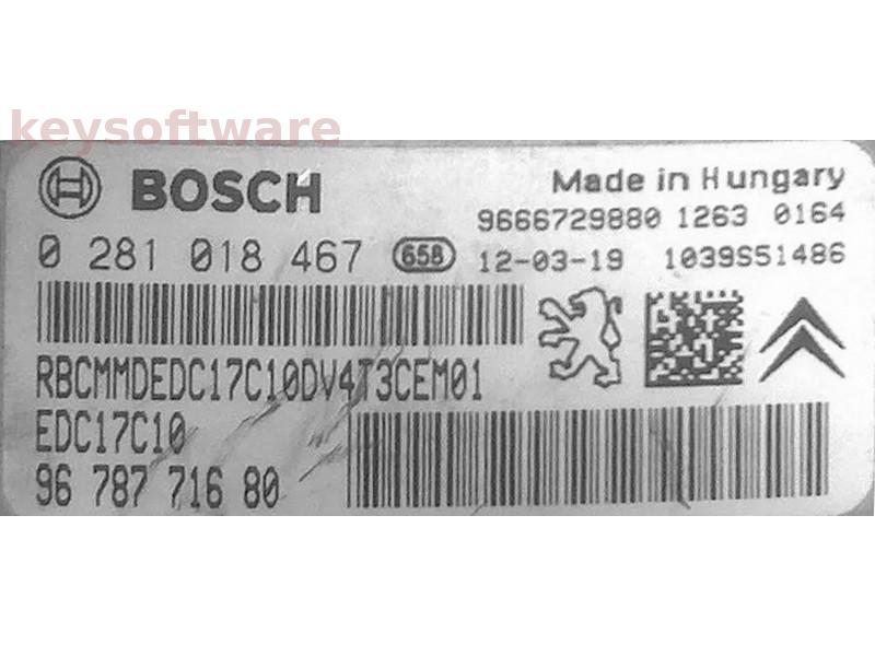 ECU Peugeot 208 1.6HDI 9678771680 0281018467 EDC17C10 {
