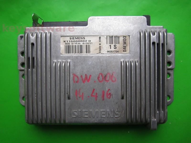 ECU Daewoo Matiz 0.8 K115000002D 96351734 1S