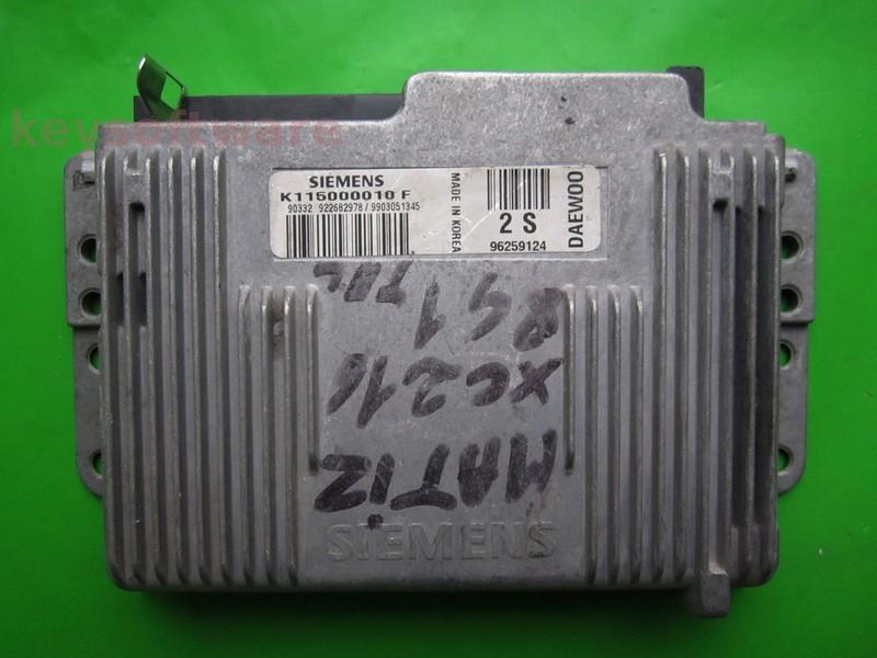 ECU Daewoo Matiz 0.8 K115000010F 96259124 2S