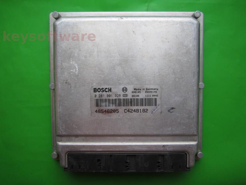 ECU Fiat Bravo 1.9JTD 46546205 0281001928 EDC15C }