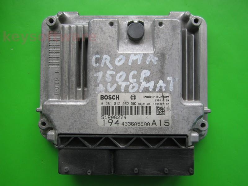 ECU Fiat Croma 1.9JTD 51806274 0281012962 EDC16C39+