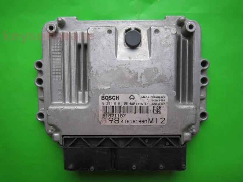 ECU Fiat Bravo 1.6JTD 51871187 0281016198 EDC16C39 }