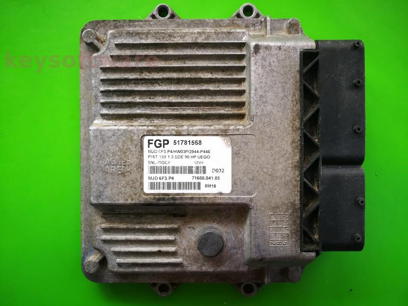 ECU Fiat Grande Punto 1.3JTD 51781568 7160004105 6F3.P4 HW03P