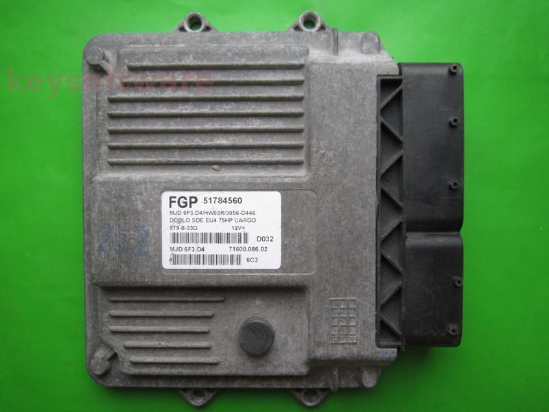 ECU Fiat Doblo 1.3JTD 51784560 7160008602 6F3.D4 }
