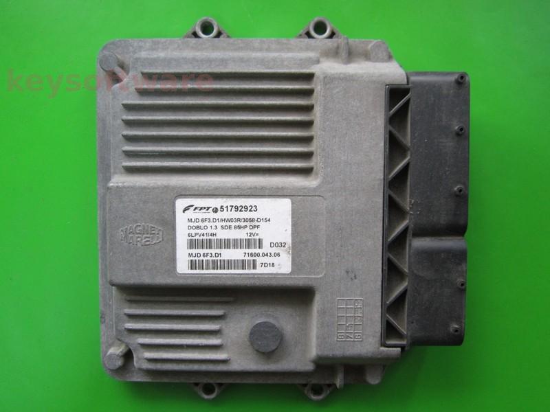 ECU Fiat Doblo 1.3JTD 51792923 7160004306 6F3.D1 +