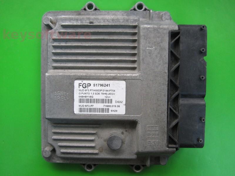 ECU Fiat Grande Punto 1.3JTD 51796241 7160001906 6F3.P7 HW03P}