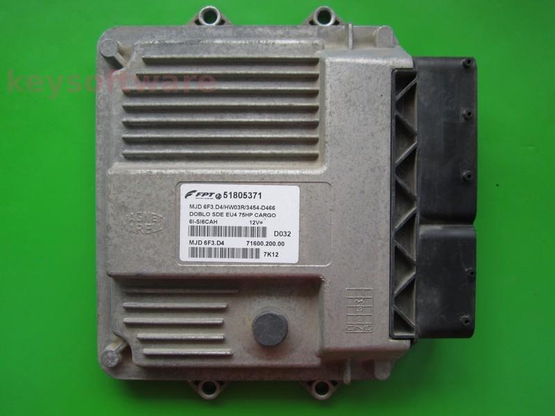 ECU Fiat Doblo 1.3JTD 51805371 7160020000 6F3.D4 }+