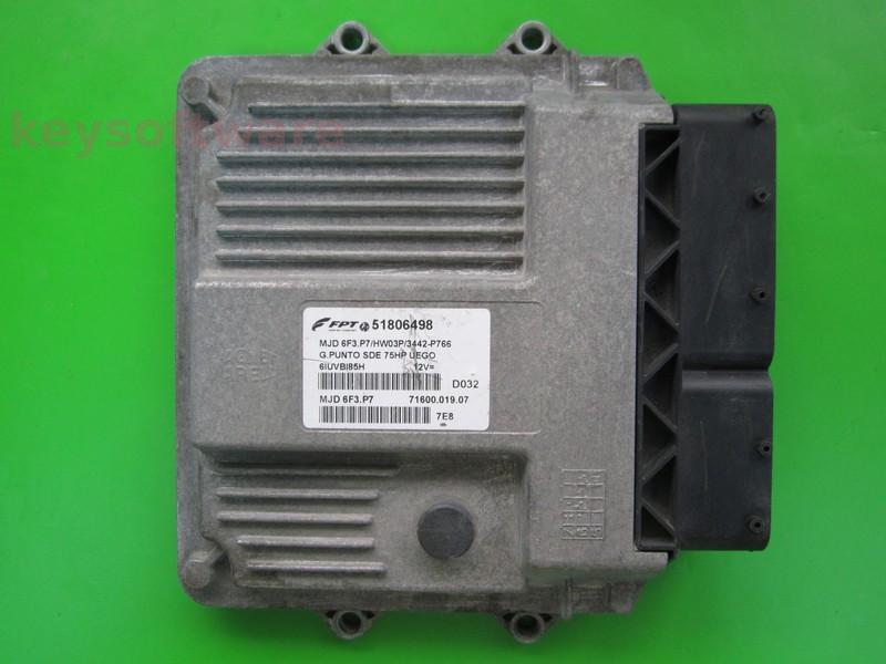 ECU Fiat Grande Punto 1.3JTD 51806498 7160001907 6F3.P7 HW03P }